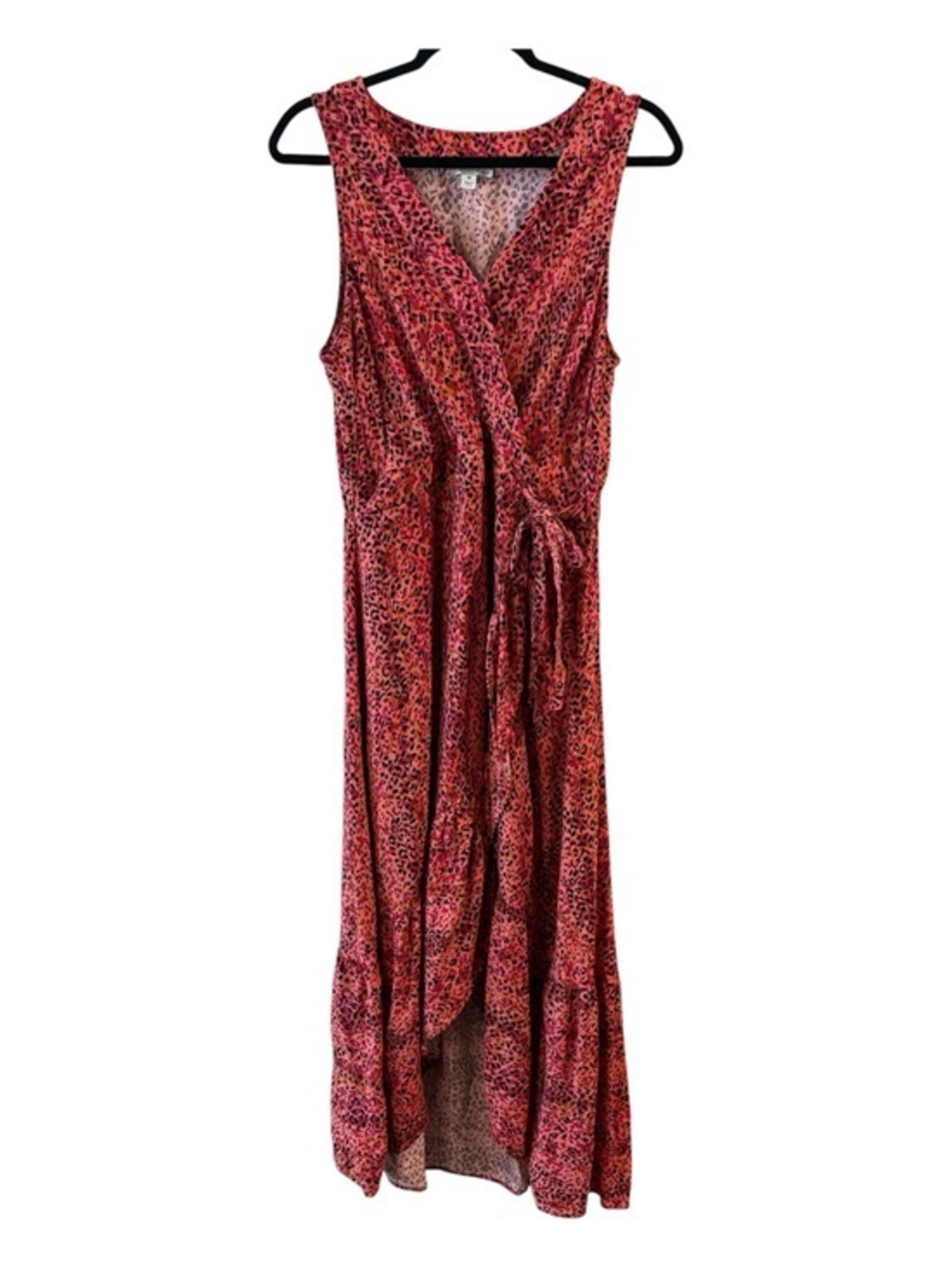 Allison Joy Pink Leopard Print Wrap Midi Dress – Size M – Effortless Chic